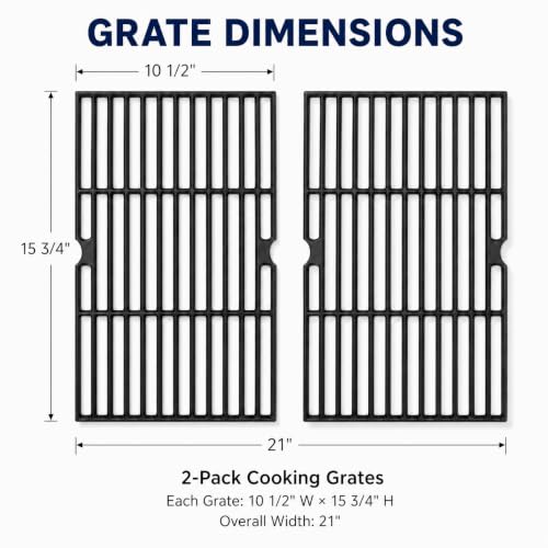 Image of Hisencn 70-01-634 Grill Cooking Grates for Dyna-Glo DGF350CSP DGF350CSP-D DGH353CRP, 15.5'' X 21'' for Dyna Glo 2 Burner Gas Grill Grates, Cast Iron Grill Parts for Blue Rhino Grill GBC1932L