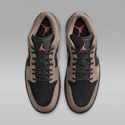 Image of Air Jordan 1 Low SE Men's Shoes (Black /Light Wild Mango /Olive Grey)
