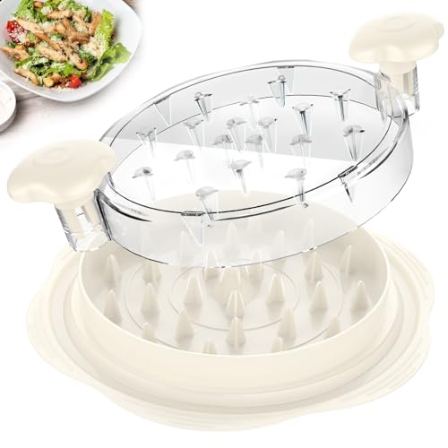 Image of Chicken Shredder Tool Twist Large Chicken Breast Shredder with Brush&Fork, Visible Meat Shredder Machine, Strong Anti-Slip Strip, Ergonomic Handle, BPA Free, Suitable for Pork Beef Chicken (White)
