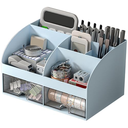 Organizador de mesa premium com gavetas, organizador de mesa de grande capacidade de 6 compartimento