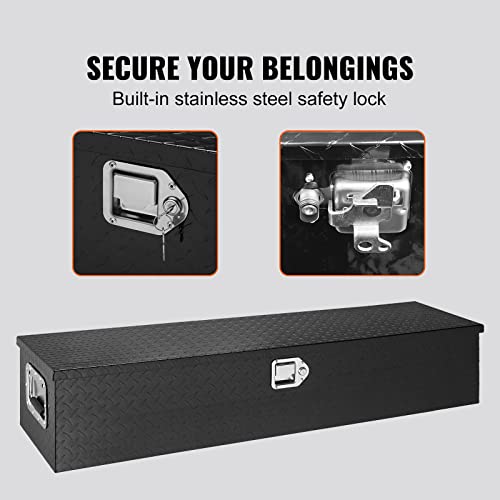 VEVOR Heavy Duty Aluminum Truck Bed Tool Box, Diamond Plate Tool Box with Side Handle and Lock Keys, Storage Tool Box Chest Box Organizer for Pickup, Truck Bed, RV, Trailer, 48"x15"x15", Black by VEVOR - Image 4