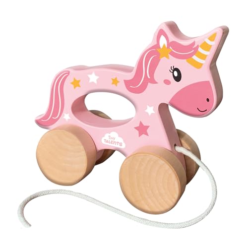 Image of SES Creative 13137 - Push and Pull 2 in 1 Wooden Unicorn, Real Wood, Modern Design, Made for Children 18 Months and Older
