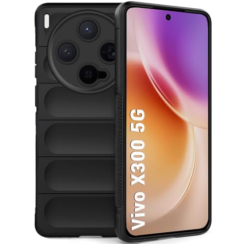 Image of TheGiftKart Liquid Silicon Back Cover Case for Vivo X300 5G | Shockproof Military Grade Protection | Micro-Fibre Cloth On Inner Side | Anti-Slip Grip Back Cover Case for Vivo X300 5G (TPU, Black)
