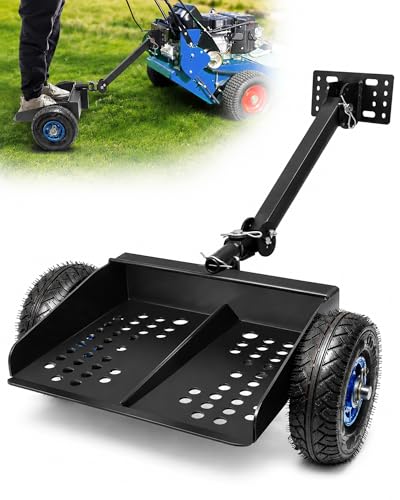 Walk Behind for Mower Sulky, Two Wheels Lawn for Mower Sulky with 10' Pneumatic Tires, Maximum Load Capacity 600 Pounds, Fit for Lawn and Landscape Professionals Mow Faster Easier