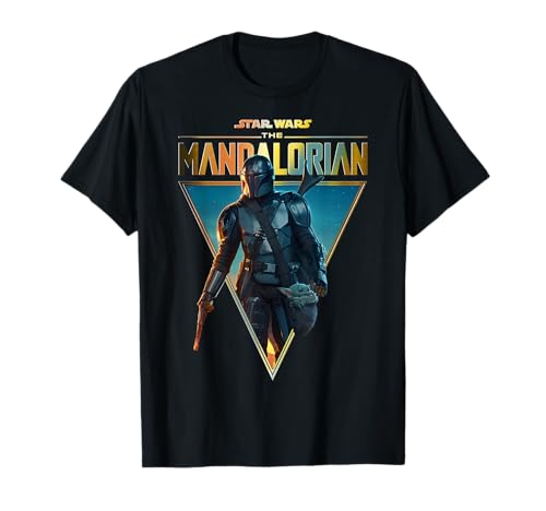 T-shirt Star Wars Mandalorian noir avec logo doré imprimé pour adulte