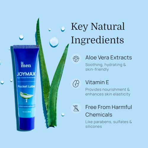 Image of ForMen Water-Based Pocket Intimate Lube Gel with Aloe Vera | Lubricant Gel Men & Women | Non-Sticky, Long-Lasting, Anti-Stain & Skin-Friendly - 20 ml (Pack of 3)