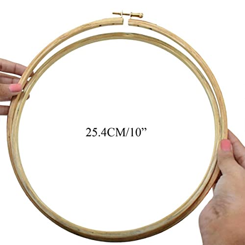 Image of Embroiderymaterial Round Wooden Embroidery Hoop Frame with Brass Metal Screw-Combo of 3 inch, 4 inch, 6 inch, 8 inch & 10 inch