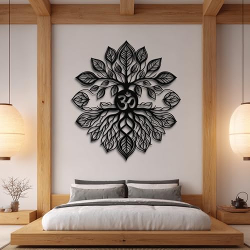 Sculpture murale métal arbre de vie blanc design luxe Om