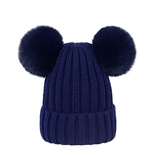 Damen Unisex Mütze Strickmütze Fellbommel Bommel Strick Mütze...