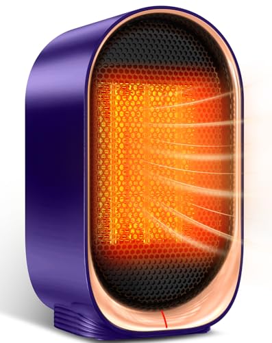Image of Space Heater, Portable Heater for Indoor Use, Small Electric Heaters with Overheat & Tip-Over Protection, Mini Desk Heaters for Office Bedroom Bathroom, Compact & Efficient Heating, Purple