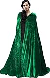 HOMELEX Black Witch Velvet Cloak Halloween Hooded Cape Queen King Robe Outfit Renaissance Medieval Costume