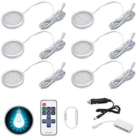 ConBlom Interior Led Spot Lights for T4 T5 Camper Van Caravan Motorhome Boat, 12V LED Roof Spot Lights with Splitter Adapter/Car Charger (6 Lights) Cover