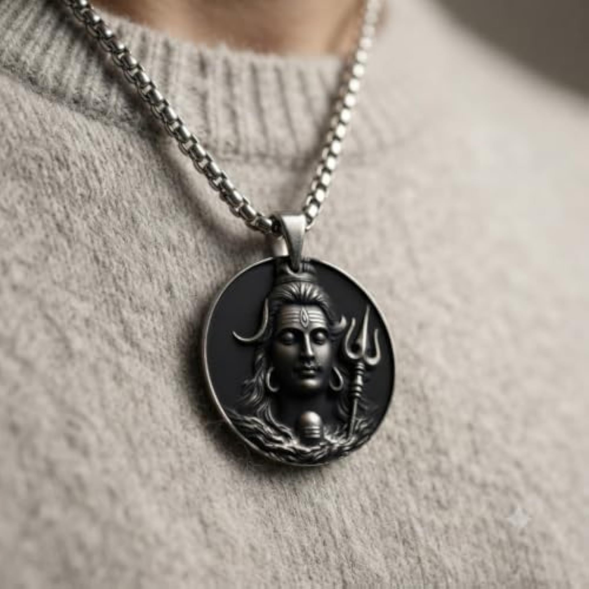 Lord Bholebaba Mahadev Acrylic Pendant with Box Chain, Spiritual Gift