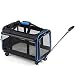 YOUTHINK Pet Wheels Rolling Carrier, Removable Wheeled Travel Carrier for Pets up to 20 lbs, with Extendable Handle & Detachable Fleece Bed, 20" x 12"x 11", Black (Pet Rolling Carrier)