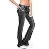 Generic-womens-Straight Soluo Women's Slimming Girlfriend Jeans Plus Size Stretchy Skinny Bell Bottom Bootcut Pant Fringed Trim Low-Rise Jeans (Black, X-Large)