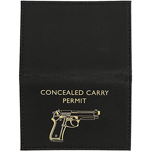 concealed carry permit amp badge holder - security badge organizer amp wallet - black bonded leather 43 x 285 in