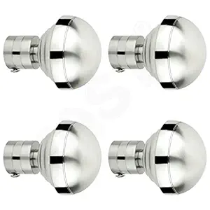 FAST Metal Solid Curtain Rod Bracket Finials (81x63 mm, Silver) -Pack of 4.