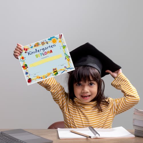 Dunzoom 30 Pcs Kindergarten Diploma Kindergarten Graduation Award Certificates 8 x 11 Inch Preschool 2024 Graduation Diploma Classroom Activities Certificate Kids Students Teachers Supplies