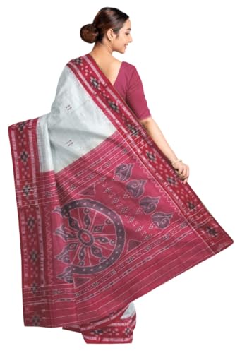 Image of COTTONSILK & KHANDUAPATA Odisha Sambalpuri Handloom Ikat Women Cotton Saree, Odisha Handloom Handmade Pure Cotton Khandua Saree, Ikkat Orissa Traditional Handloom Saree Without Blouse 430