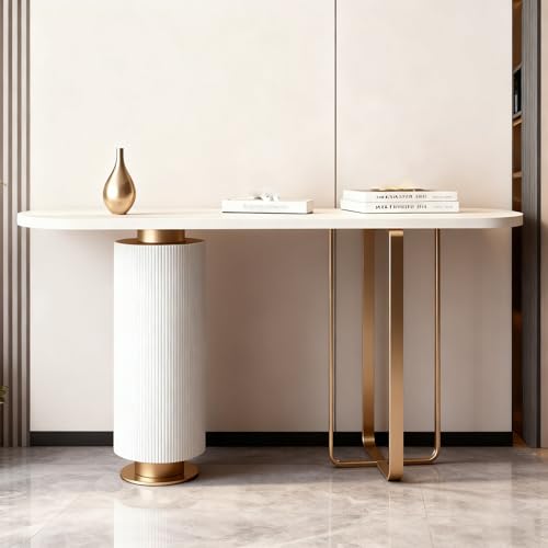 Entryway Table Modern Console Tables with Open Storage,Hallway Table Rock Board Top,Long Sofa Table for Living Room,Hallway,Behind Couch(55.1x31.5x15.7IN)