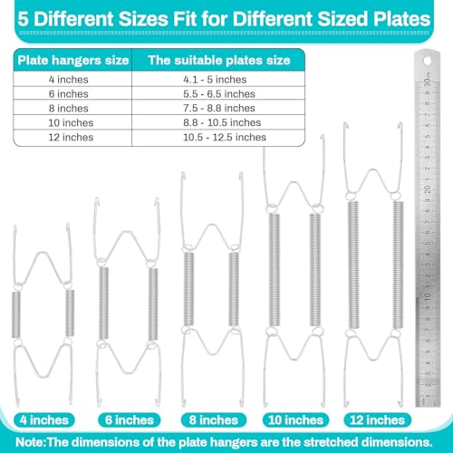Image of 14 pcs Plate Hangers for The Wall, 4 /6 /8 /10 /12 Inch Invisible Decorative Wall Plate Hangers, Stainless Steel Plates Walls Hanger for Display Various Sizes with Hooks for Decorative