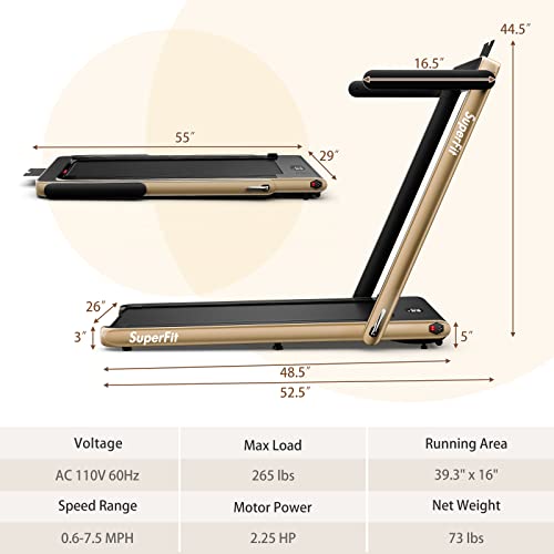 Image of Goplus 2 in 1 Folding Treadmill, 2.25HP Superfit Under Desk Electric Treadmill, Installation-Free with Remote Control, APP Control and LED Display, Walking Jogging for Home Office