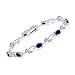 Gem Stone King 925 Sterling Silver Blue Sapphire and Diamond Greek Vine Tennis Bracelet 5.08 Ct Oval 7 Inch Gemstone Birthstone