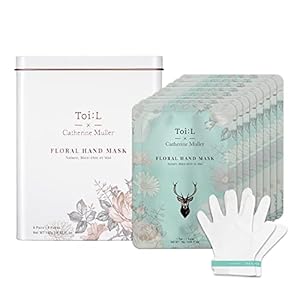 Toi:L x Catherine Muller Floral Hand Mask 8 Pairs, Moisturizing Gloves for Dry Hands, Premium Hand spa Treatment, Moisturizing, Whitening, and Repairing for Rough & Damaged Hands(CICA+Elder Flower)