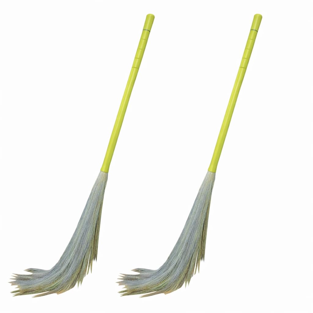 Clean Joy Eco Friendly Grass Broom Stick Plastic Handle Jumbo Size I King Size (Phool Jhadu, Mop) for All Floor Cleaning Prime (1)-image-13