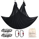 Kit de columpio de yoga: juego completo de hamaca de yoga aeronáutico compuesto de 1 pieza de tela suave de 5 m, 2 piezas de mosquetón de acero de 25 kN, 2 piezas de cadena para colgar de poliéster e instrucciones (idioma español no garantizado).