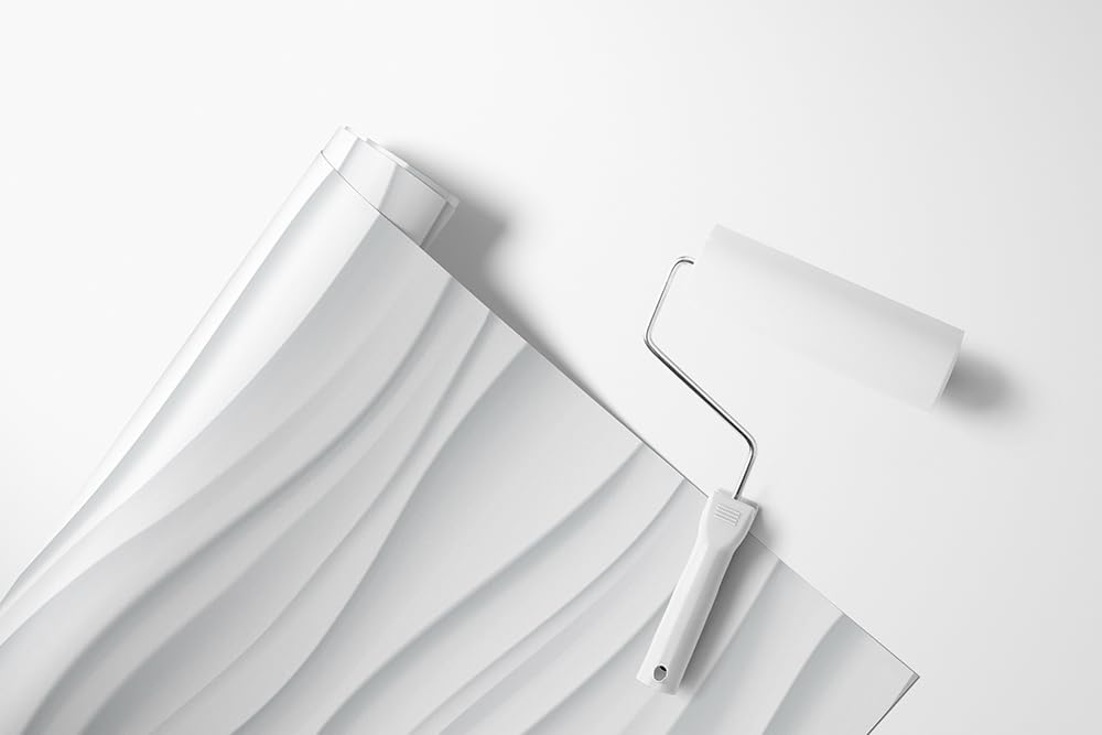 GP TONER Carta da parati in tessuto non tessuto 3D onde bianche moderna decorazione parete soggiorno camera corridoio stile minimal effetto rilievo profondità design elegante 10m x 0.5m