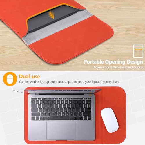 HYZUO 13 Inch Laptop Sleeve PC Case for MacBook Pro 13 M2 M1 2025-2016, MacBook Air 13 M4 M3 M2 M1 2025-2018, 13" iPad Pro/Air, Surface Pro, XPS 13, with Small Bag, Orange