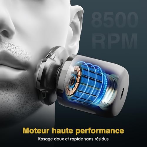 iWarmbase Mini Rasoir Électrique pour Homme - tondeuse barbe homme 3D - Rasoir à Têtes Rotatives/tondeuse nez - Rasage Sec & Humide avec Base de Recharge et 3 Embouts de Précision. – vue 5