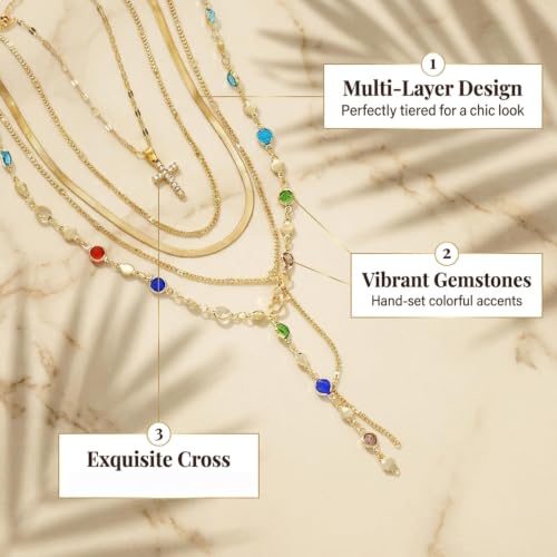 5PCS Cross Necklaces for Women,14k Gold Pendant Stacked Layered Boho by EVKILKJS - Used condition - Image 3