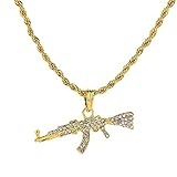 WJWAINI 925 Sterling Silber Anhänger Einfach Ak 47 Gewehr Schlüsselbein Halskette Kristall Zirkonia 925Er Sterling Silber Anhänger Halskette Passend Für Damen Und Herren Mode Einfach Geburtstag