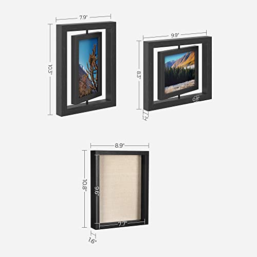 Songmics Set Of 2 Rotating Photo Frames And Shadow Box Frame Bundle, Wall-Mounted Or Tabletop Stand, Black Urpf258B01 And Urpf007B01 #TOP7