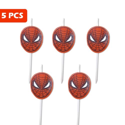 Image of Wanna Party Spiderman Themed Birthday Cake Candles for Cake Cupcake Superhero Toppers Candles for Kids Boys Man Party Decorations Supplies-Set of 5