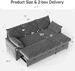 Real Relax Sofa Bed, 80'' Sleeper Sofa with Pull Out Couch, Chenille L Shaped Couch with Storage Chaise for Living Room, Dark Gray