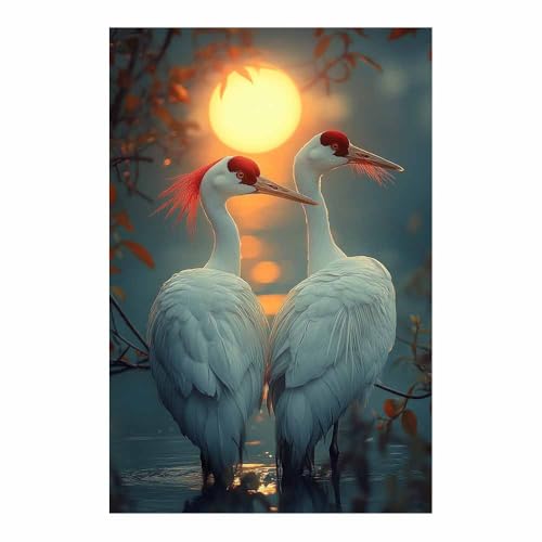 Poster oiseaux au lever du soleil pour salon zen et décoration chambre