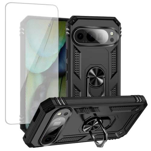 Coque Pixel 9 anti-rayures G2YBB protégeant l'écran avec béquille arrière - Sécurité Noir