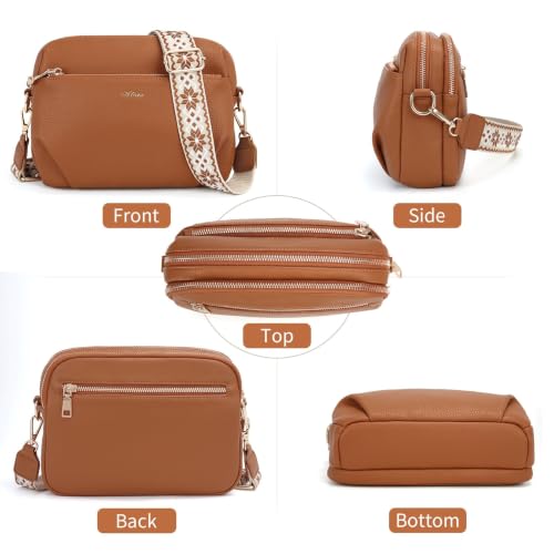 Image of Crossbody Bag for Women Vegan Leather Handbag Purse Anti Theft RFID | Stylish Designer Crossover Shoulder Bag Travel Daily| Wide Adjustable Shoulder Strap | Multi Pockets