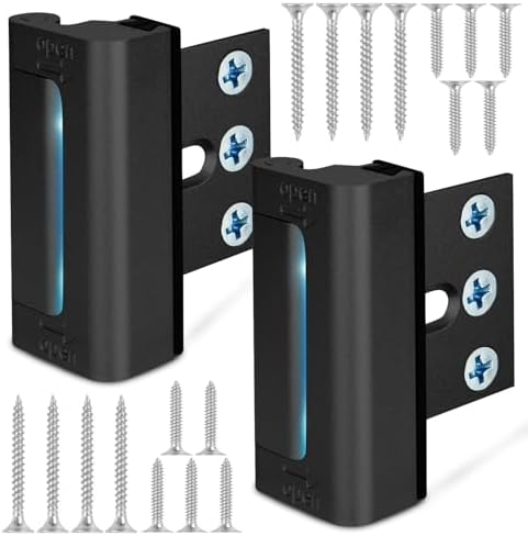 Home Security Door Reinforcement Lock, Upgraded Front Door Locks for Kids Safety Withstand 800 lbs, Child Proof Door Lock, Extra Door Lock from Inside Prevent Unauthorized Entry (2 Pack, Black)