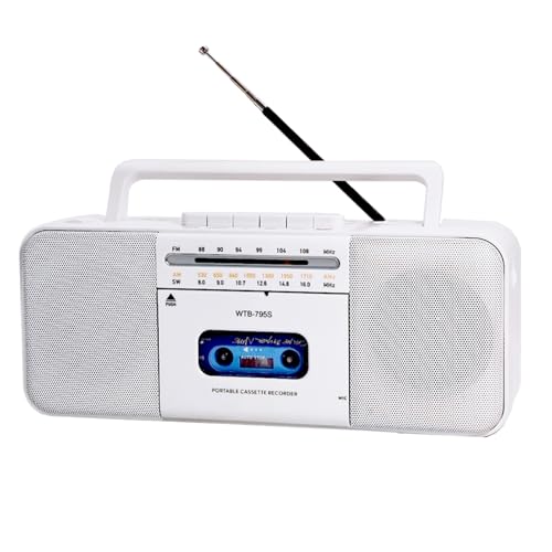 Lettore di cassette, registratore di cassette, registrazione radio AM/FM/SW su cassetta/USB, convertitore da cassetta a MP3, con Bluetooth, grande altoparlante da 10 W, portatile