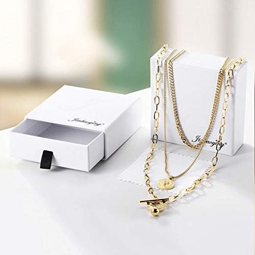 Jinbaoying Gold Coin Necklace for Women Vintage Carved Coin Pendant Necklace 14K Gold Plated Chain Choker Queen Elizabeth Round Pendant Gold Layered Necklace for Women - Image 7