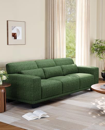 Image of Amada 89 inch Sofa, 3 Seater Sofa Couch for Living Room, Modern Sofa with Deep Seats & Wide Armrests, Comfy Couch with Removable Washable Covers & Linen Fabric, Easy Assembly
