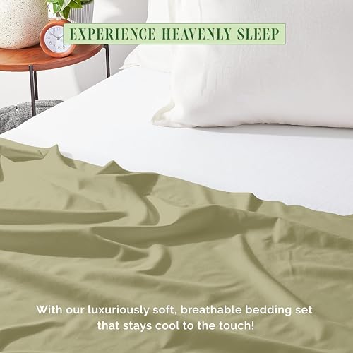 Parure de lit confortable et respirante en microfibre lavable vert sauge - 7