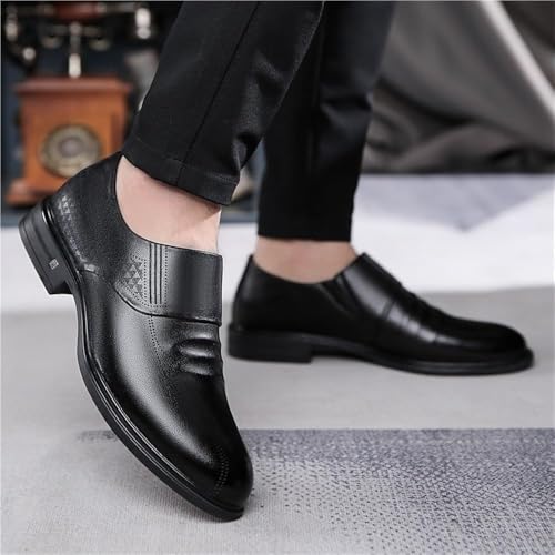 Men's British Style Leather Loafers, Black Dress Shoes for Suit, Slip-On Fashion Walking Footwear2