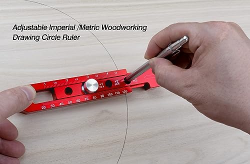 Woodworking Compass Scriber, Portable Aluminum Alloy Woodworking Compass Tool, Adjustable Metric/Inch Arc Drawing Ruler Circle Drawing Ruler Marking Gauge Circle Marking Tool (mini)