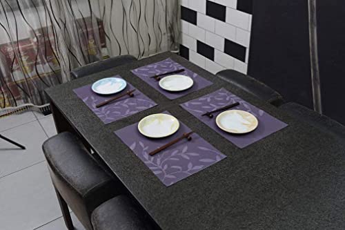 Image of YELONA Dining Table Placemats Set of 4 - Heat-Resistant, Non-Slip, Washable & Stain Resistant Woven PVC Vinyl Table Mats for Kitchen & Dining - 45 x 30 cm, Purple