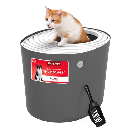 IRIS USA Cat Litter Box, Large Top Entry with...